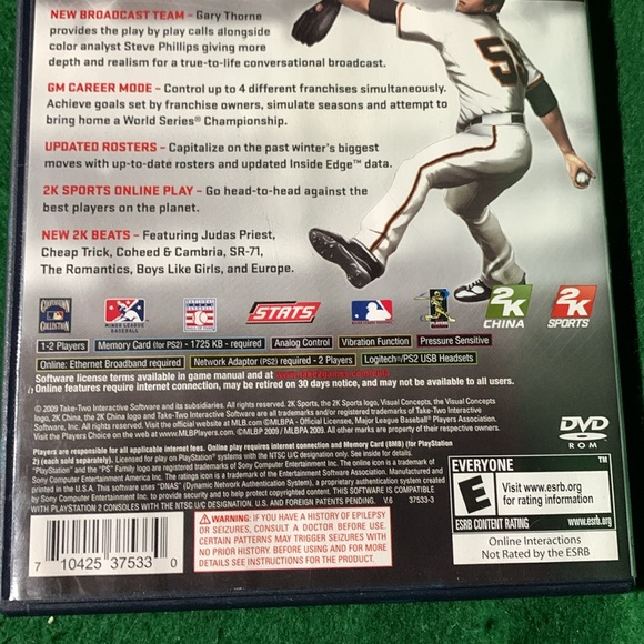 MAjOR LEAGUE BASEBALL 2K9-PlayStation 2 Baseball Video Game - Picture 6 of 6